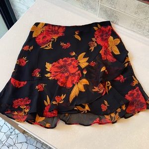 Black floral skirt